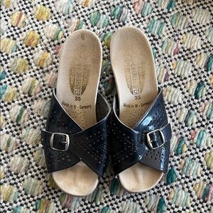 Worishofer Black Slide Sandals with Buckles size 35